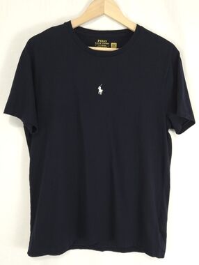 Polo Ralph Lauren Men's Navy Crew T-Shirt Center Pony Logo Custom Slim Fit